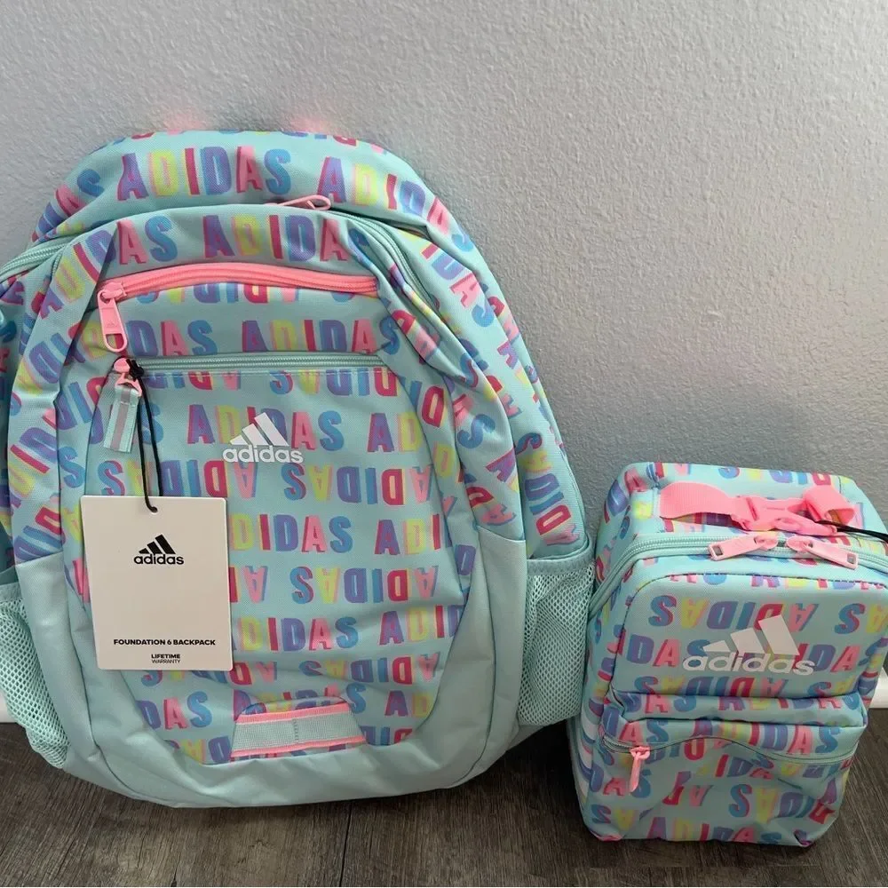 Adidas Foundations 6 Backpack and Adidas Santiago 3 Lunch Bag Set - Picture 9 of 12